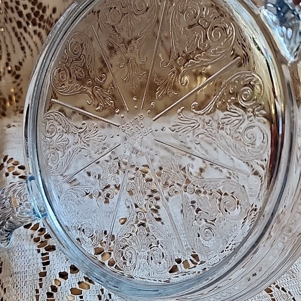 Vintage Fire King Oven Glass Philbe Sapphire Blue Trivet Handled Table Server